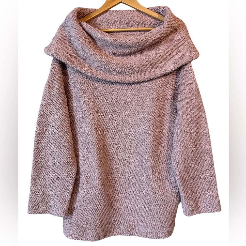 Free People Beach Cowl Neck Sweater Echo Boho Chic Pink | Women’s L